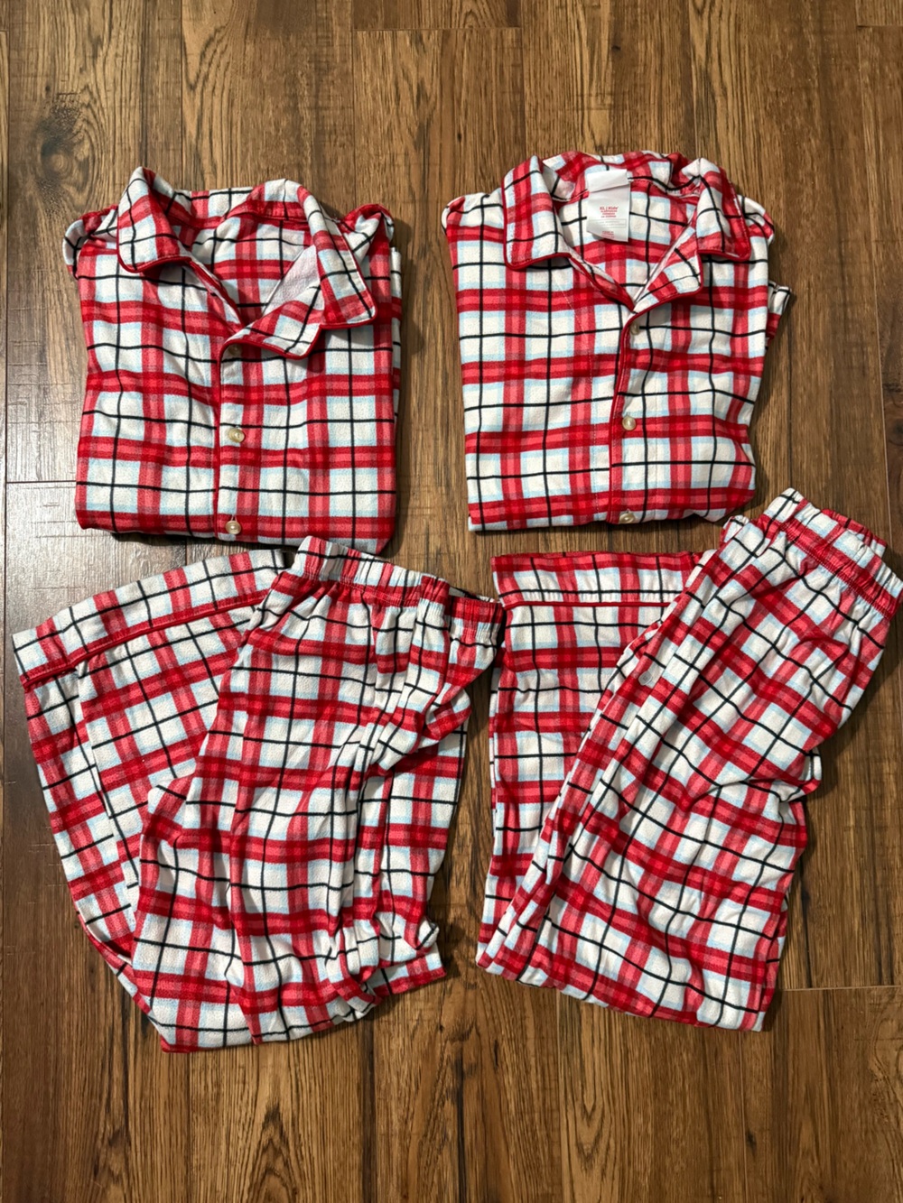 Wondershop Red, White & Navy Plaid Kids Pajama Set  size XL 14-16 set of 2!